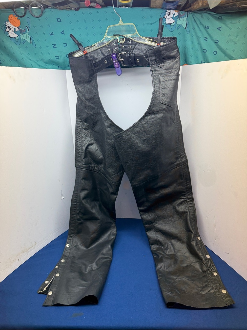 Silver Bike Black Leather Women's Chaps. Size Small.